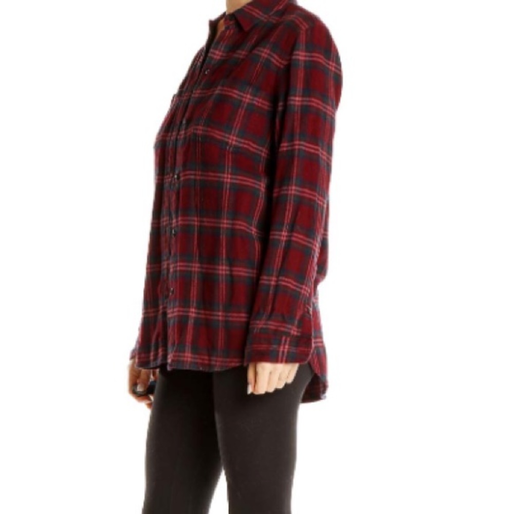 Madewell Red Flannel causal cotton flannel red/green comfy soft classic top - Picture 9 of 12